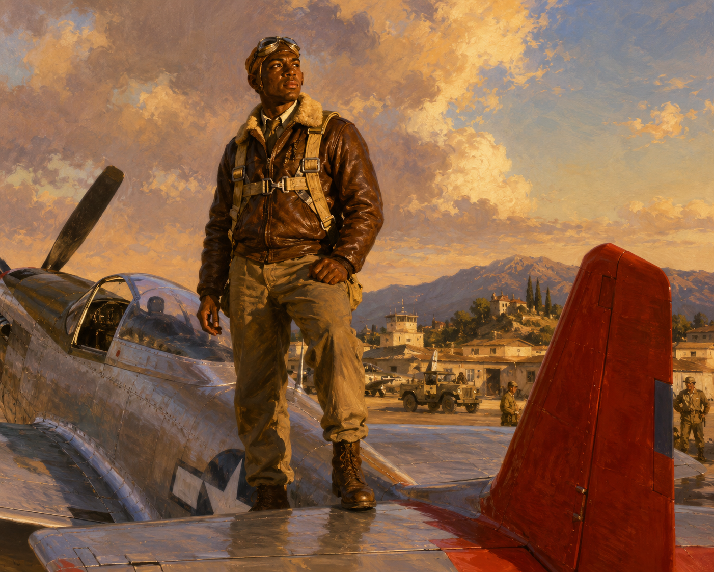 Proud pilot at golden hour